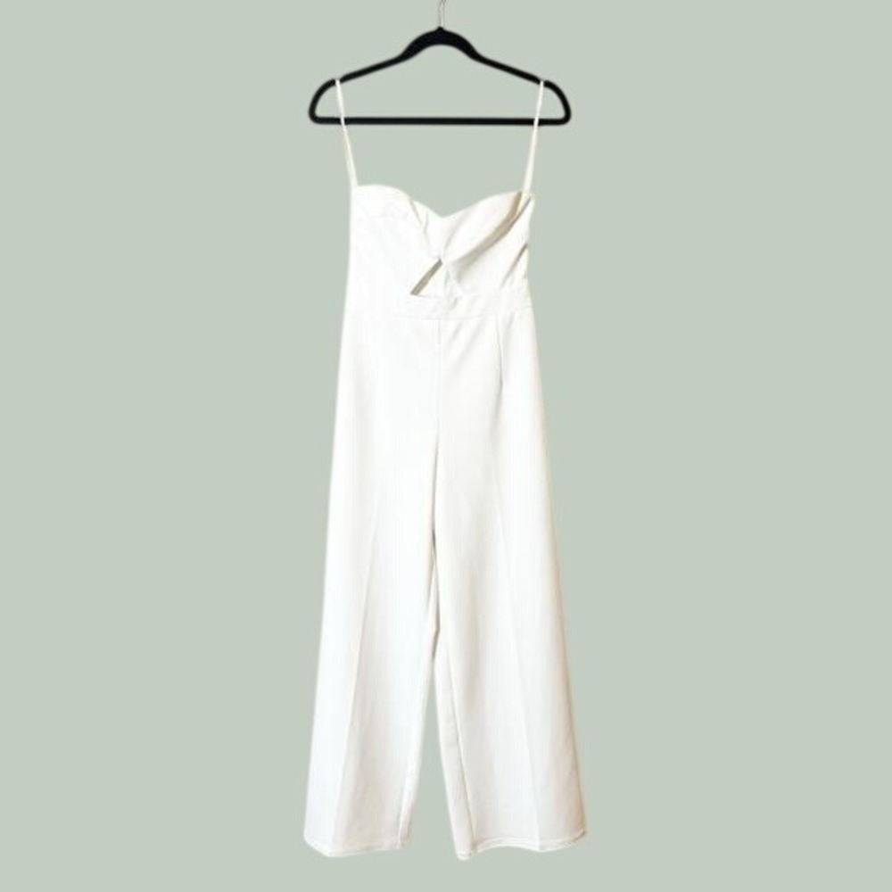 Katie May Ray Strapless White Jumpsuit‎ Size Small Bridal Crepe